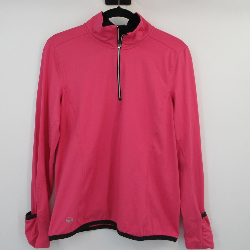 Lauren Ralph Lauren Pink Quarter Zip Pullover Thumbhole Active Top Large